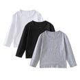 thumbnail image 1 of Khunlpohl 3 Pack Cotton Long Sleeve Shirts for Kids Crew Neck Comfortable Basic Tops Thin Breathable Tshirt 1-11 Years, 1 of 7