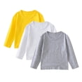 thumbnail image 1 of Khunlpohl 3 Pack Cotton Long Sleeve Shirts for Kids Crew Neck Comfortable Basic Tops Thin Breathable Tshirt 1-11 Years, 1 of 7