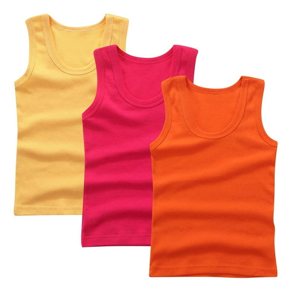 Khunlpohl 3 Pack Undershirt Tank Top for Boys Girls Cotton Undershirts Sleeveless Shirts Kids Toddler Tees 2-14 Years