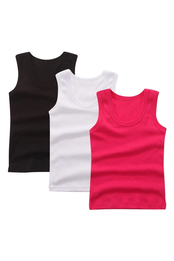 3 Pack Undershirt Tank Top for Boys Girls Cotton Undershirts Sleeveless Shirts Kids Toddler Tees 2-14 Years