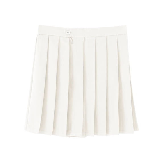 Khunlpohl Big Girls Pleated Skorts Cotton Button Solid Color Skirts Summer Basic Casual Uniform Skirt 11-18 Years