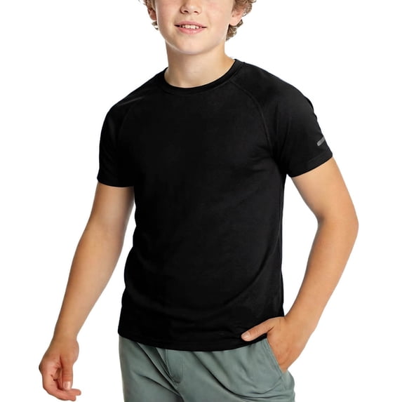 Khunlpohl Boys Athletic Shirts Running Quick Dry Lightweight Short Sleeve Tshirts Kids Summer Casual Activewear Tees