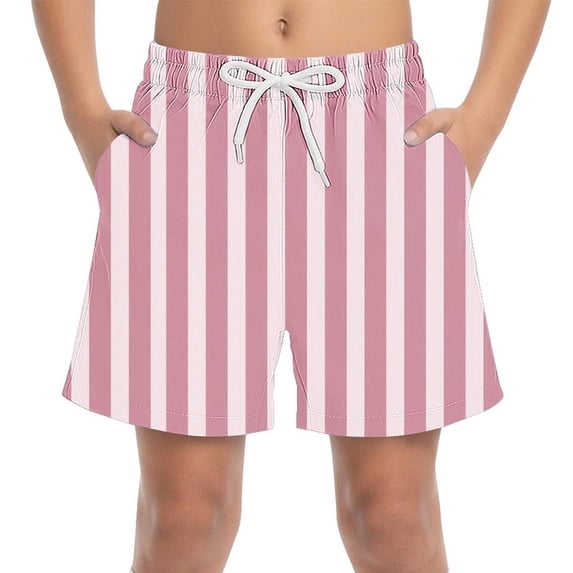 Khunlpohl Boys Striped Shorts Summer Beach Vacation Lounge Short Pants Elastic Waist Loose Shorts with Pockets