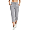thumbnail image 1 of Khunlpohl Capris Pants for Women Drawstring Elastic Waist Joggers Pant Straight Leg Casual Capri Pant with Pockets, 1 of 4