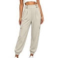thumbnail image 1 of Khunlpohl Cargo Pant for Womens Button Elastic High Waist Casual Joggers Pants Hiking Athletic Trousers with Multiple Pockets, 1 of 8