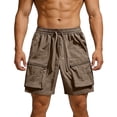 thumbnail image 1 of Khunlpohl Cargo Shorts for Men Big and Tall Loose Casual Elastic Waist Short Sweatpants with Pockets M-4XL, 1 of 7