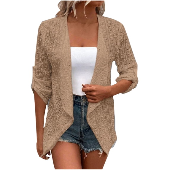 Khunlpohl Casual Coats for Womens Long Sleeve Cardigans Outwear Fall Solid Color Lightweight Loose Fashion Jackets