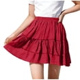 thumbnail image 1 of Khunlpohl Girl's Cotton Skirts Elastic Waisted Pleated Ruffled Hem Summer Casual Comfortable Vacation Skirt, 1 of 7