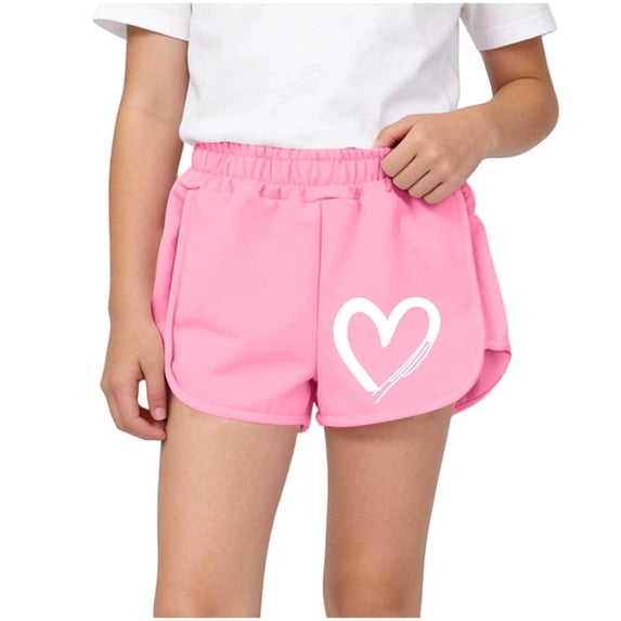 Khunlpohl Girl's Knitted Shorts Printed Elastic Waisted Wide Legs Short Pant Summer Casual Cute Loose Outdoor Pants 1-12 Years