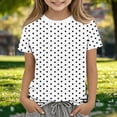 thumbnail image 1 of Khunlpohl Girls Polka Dots Short Sleeve Tops 3-12 Years Spring Summer Casual Crew Neck Cute Shirts Printed Tshirts, 1 of 5