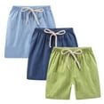 thumbnail image 1 of Khunlpohl Kid's 4 Pack Shorts Elastic Waist Cotton Linen Sweatpant Summer Straight Leg Workout Sports Short Pants, 1 of 9