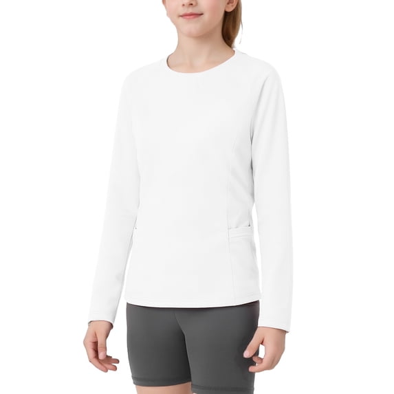 Khunlpohl Kid's Long Sleeve Tshirt Solid Color Crew Neck Basic Soft Tshirt Casual Fahion Tops for Kids 5-14 Years