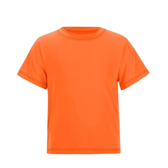 Khunlpohl Kid's Short Sleeve Tops Solid Color Crew Neck Shirts Summer Comfortable Running Sportswear Tshirt for Big Boys Girls