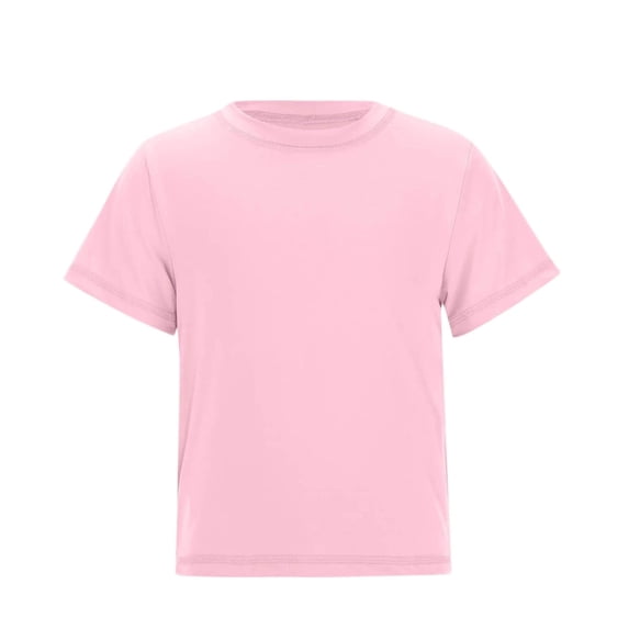 Khunlpohl Kid's Short Sleeve Tops Solid Color Crew Neck Shirts Summer Comfortable Running Sportswear Tshirt for Big Boys Girls