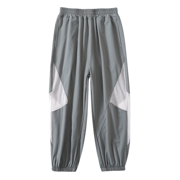 Khunlpohl Kid's Sports Pants Elastic Waistedd Color Block Tapered Trousers Lounge Lightweight Athletic Running Pant