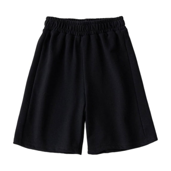 Khunlpohl Kid's Sweatshorts Cotton Elastic Waist Wide Leg Short Pant Casual Sports Shorts Boys Girls 3-14 Years