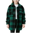 thumbnail image 1 of Khunlpohl Kids Fleece Plaid Coats Sherpa Overcoats Fall Winter Warm Loose Button down Outwear Clothes, 1 of 7