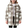 thumbnail image 1 of Khunlpohl Kids Fleece Plaid Coats Sherpa Overcoats Fall Winter Warm Loose Button down Outwear Clothes, 1 of 6