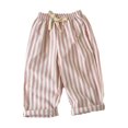 thumbnail image 1 of Khunlpohl Kids Toddlers Summer Cotton Linen Pants Taperd Striped Casual Pant Elastic Waist Drawstring Trendy Beach Trousers, 1 of 3