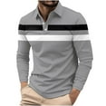 thumbnail image 1 of Khunlpohl Men Big and Tall Shirts Striped Long Sleeve Tops Collared Fashion Work Office Tshirts Color Block Golf Tee, 1 of 5