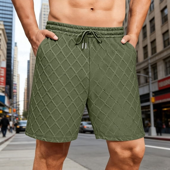 Khunlpohl Men's Sweat Shorts Elastic Waist Drawstring 6 Inch Casual Gym Athletic Jogger Shorts with Pockets