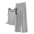 thumbnail image 1 of Khunlpohl Plus Size 2 Piece Sets for Womens Round Neck Sleeveless Tank Tops and Drawstring Elastic Waisted Pants Casual Striped Loose Set, 1 of 5