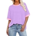 thumbnail image 1 of Khunlpohl S-5XL Womens Shirts Summer Basic Loose Tops Casual Short Sleeve Tshirts Round Neck Pullover Tee, 1 of 4