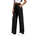 thumbnail image 1 of Khunlpohl Straight Legs Long Pants for Womens Drawstring Elastic High Waist Pant Lounge Loose Lightweight Trousers with Pockets, 1 of 6