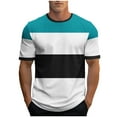thumbnail image 1 of Khunlpohl Striped Short Sleeve for Mens Crewneck Basic Casual Tshirts Color Block Summer Loose Tees Tops, 1 of 5