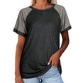 thumbnail image 1 of Khunlpohl Summer T Shirt Women's Short Sleeve Crew Neck Shirts Plus Size Color Block Tunic Tee Casual Loose Blouses Tops, 1 of 3