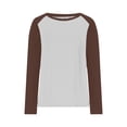 thumbnail image 1 of Khunlpohl Women Casual Shirts Long Sleeve Color Block Tee Crew Neck Loose Lightweight Tshirts Fall Clothes, 1 of 5