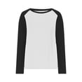 thumbnail image 1 of Khunlpohl Women Casual Shirts Long Sleeve Color Block Tee Crew Neck Loose Lightweight Tshirts Fall Clothes, 1 of 5
