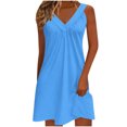 thumbnail image 1 of Khunlpohl Women Nightgown Sleeveless Sleepwear Nightshirts Wide Strap Pleated V Neck Loose Pajamas Shirts, 1 of 6