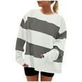 thumbnail image 1 of Khunlpohl Women Oversized Shirts Striped Long Sleeve Loose Tee Color Block Casual Lightweight Sweatshirt, 1 of 4