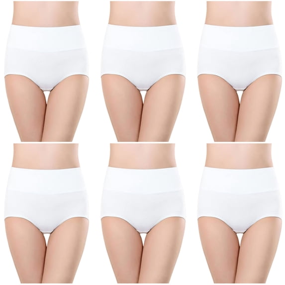 Khunlpohl Women's 5 Pack Plus Size Briefs High Waisted Cotton Soft Breathable Panties Full Coverage Casual Underpants