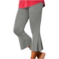thumbnail image 1 of Khunlpohl Women's Capris Yoga Pants Flared Leg Elastic Waist Leggings Gym Workout Exercise Plain Capri Pant, 1 of 6