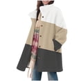 thumbnail image 1 of Khunlpohl Women's Casual Jackets Sherpa Button down Collared Fleece Jacket Color Block Long Sleeve Warm Winter Coat, 1 of 7