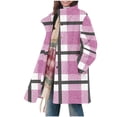 thumbnail image 1 of Khunlpohl Women's Casual Jackets Sherpa Button down Collared Fleece Jacket Plaid Long Sleeve Warm Winter Coat, 1 of 7