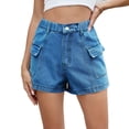 thumbnail image 1 of Khunlpohl Women's Denim Shorts High Waist Cargo Shorts Casual Wide Leg Loose Jeans Pants Summer Fashion Outfits, 1 of 6