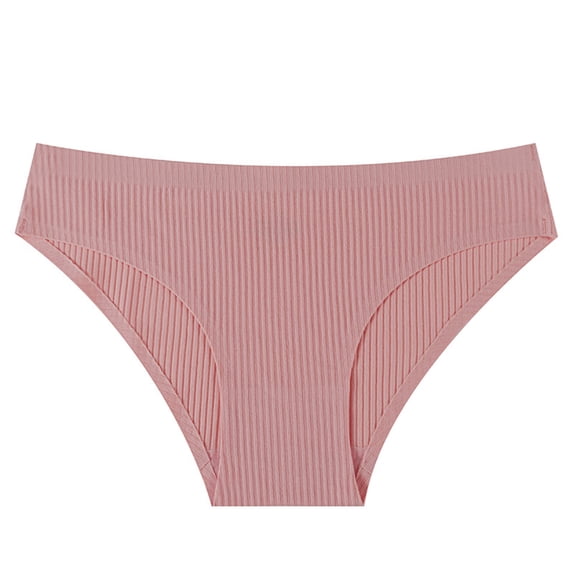 Khunlpohl Women's Low Waisted Panties Cotton Striped Solid Color Underpants Seamless Lightweight Soft Bikini Briefs