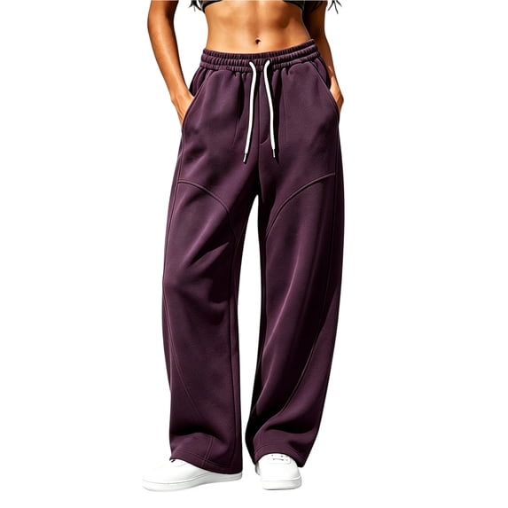 Khunlpohl Women's Plus Size Sweatpants Wide Leg Drawstring Elastic Waist Sweatpant Plain Casual Sports Pant with Pockets