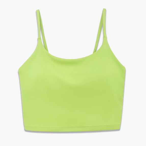 Khunlpohl Women's Spaghetti Strap Tank with Bra Crop Sleeveless Cami Tops Summer Athletic Workout Yoga Tees