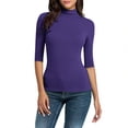 thumbnail image 1 of Khunlpohl Women's Turtleneck Shirts 3/4 Sleeve T Shirt Plain Base Layer Tees Slim Tops Casual Comfy Undershirts, 1 of 7