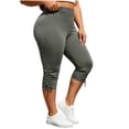 thumbnail image 1 of Khunlpohl Women's Yoga Leggings Drawstring Workout Athletic Elastic Waist Capris Pant Casual Solid Color Sports Pants, 1 of 8