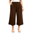 thumbnail image 1 of Khunlpohl Womens Capri Pants Plus Size Wide Legs Palazzo Elastic High Waist Pant Casual Baggy Plain Capris Trousers with Pockets, 1 of 7
