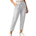 thumbnail image 1 of Khunlpohl Womens Casual Capri Pants Drawstring Elastic Waist Taperd Pant Plain Fashion Cropped Trousers with Pockets, 1 of 4