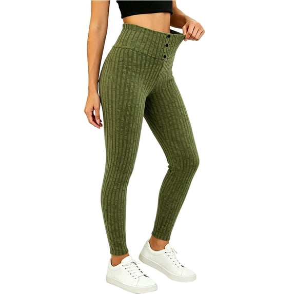 Khunlpohl Womens Casual Leggings Fleece Elastic High Waist Thermal Bottom Trousers Winter Warm Plain Fashion Pants
