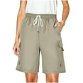 thumbnail image 1 of Khunlpohl Womens Casual Shorts Cargo Pant with Pockets Elastic Waist Drawstring Loose Sweat Shorts Long Lounge Shorts, 1 of 7