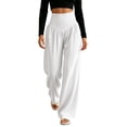 thumbnail image 1 of Khunlpohl Womens Casual Sports Pants Elastic High Waist Yoga Workout Wide Leg Pant Plain Loose Trousers with Pockets, 1 of 8