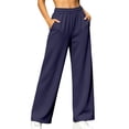 thumbnail image 1 of Khunlpohl Womens Fleece Sweatpants Straight Leg Elastic Waist Sports Pants with Pockets Plain Loose Casual Sweatpant, 1 of 8